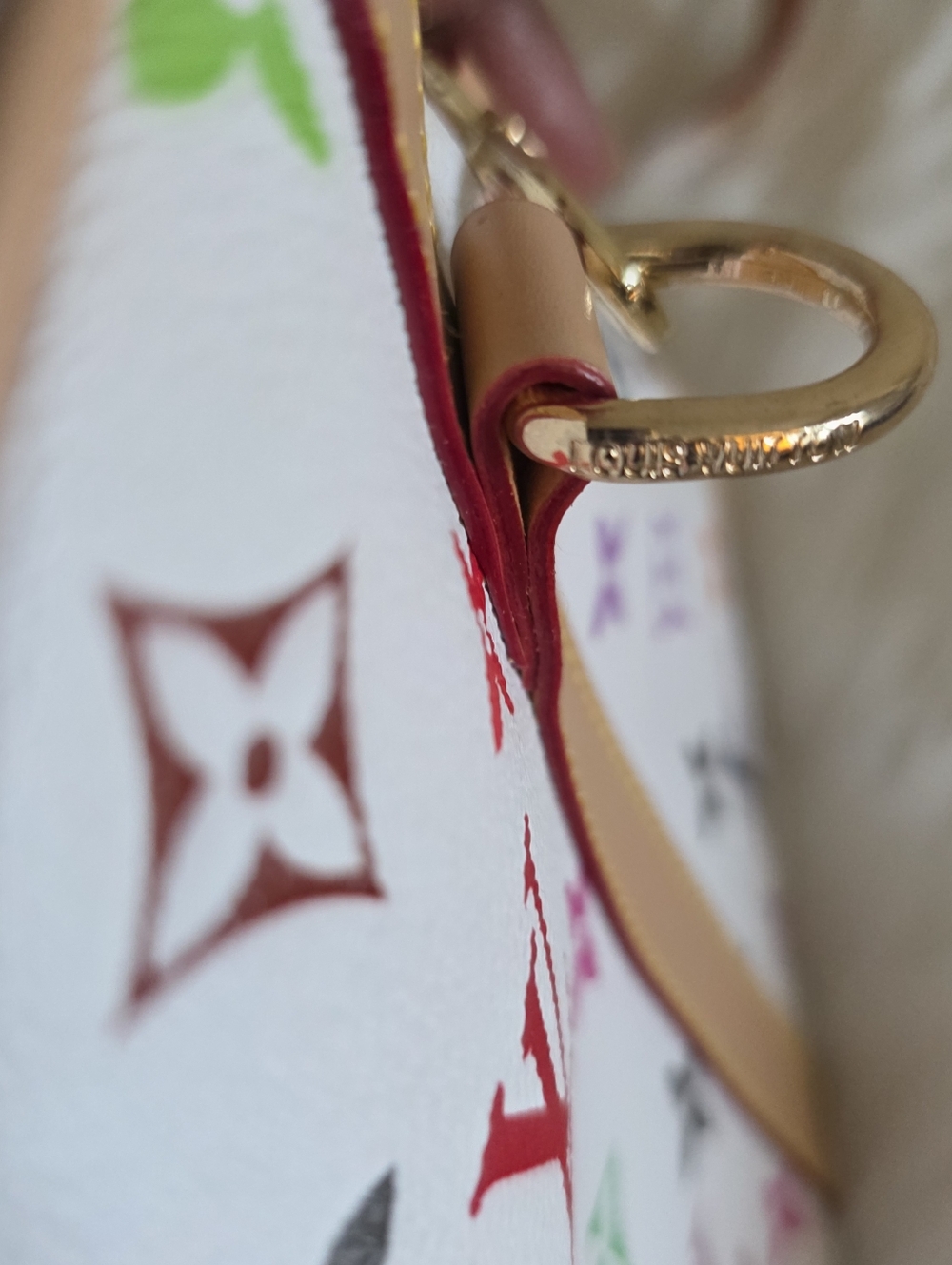 White Multicolor Monogram Crossbody Satchel - Picture 10 of 16